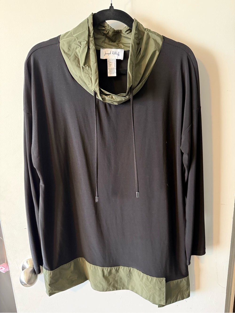 Joseph Ribkoff Black Olive Cowl Neck Tunic Size 14